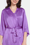 Zivame Bohemian Blooms Woven Robe - Purple Magic — thumbnail 5